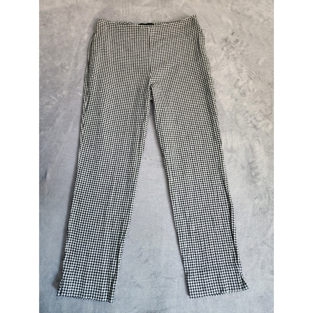 Linen Sanctuary Anthropologie Gingham Cropped Pants 29 Black White pockets Ankle